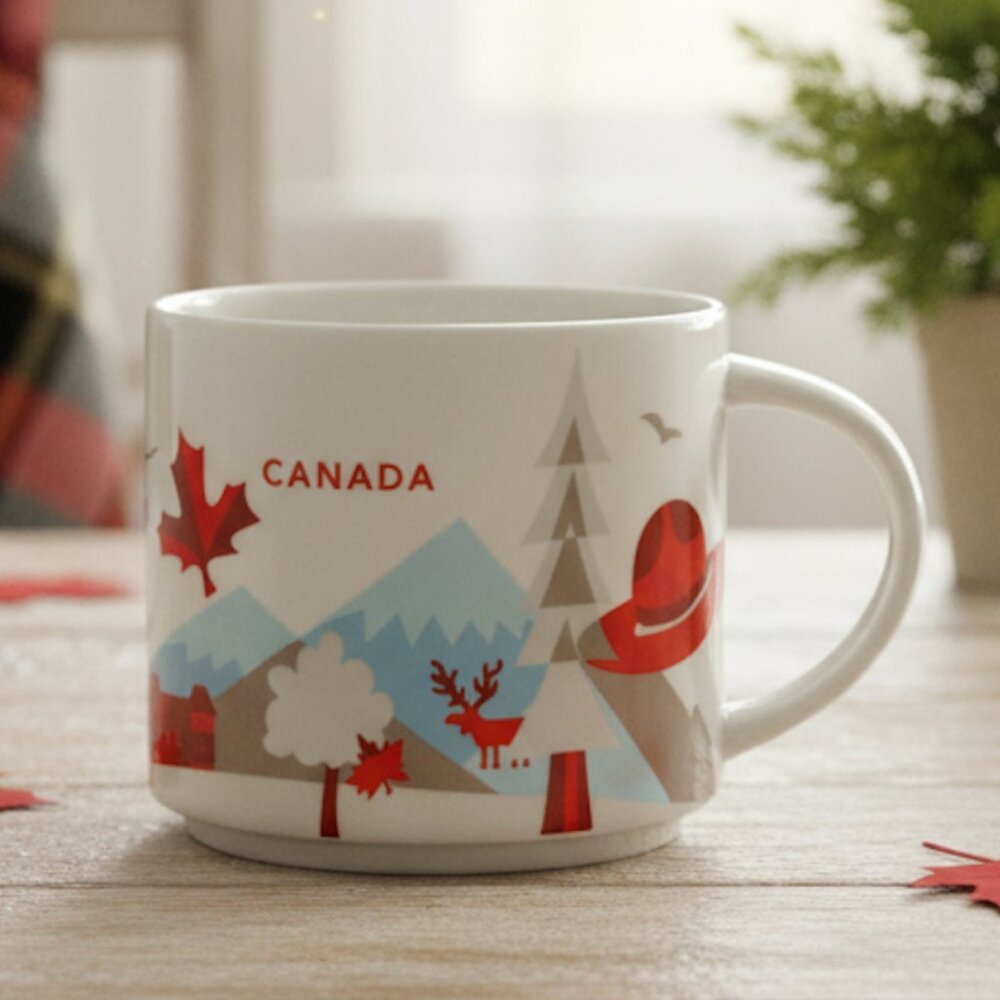 Starbucks You Are Here Collection‎ Canada Coffee Mug 14oz Red Interior Ceramic
